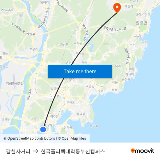 감천사거리 to 한국폴리텍대학동부산캠퍼스 map