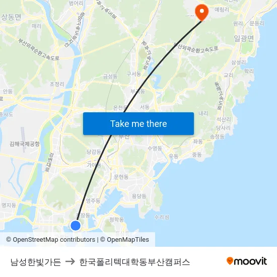 남성한빛가든 to 한국폴리텍대학동부산캠퍼스 map