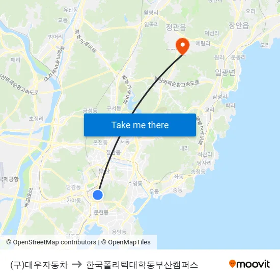 (구)대우자동차 to 한국폴리텍대학동부산캠퍼스 map