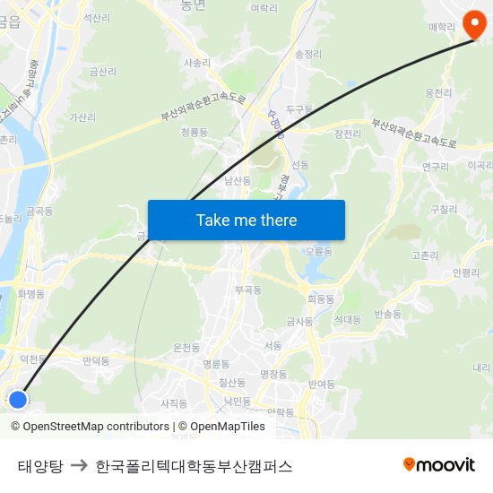 태양탕 to 한국폴리텍대학동부산캠퍼스 map