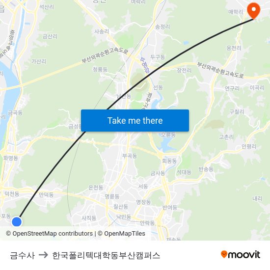 금수사 to 한국폴리텍대학동부산캠퍼스 map