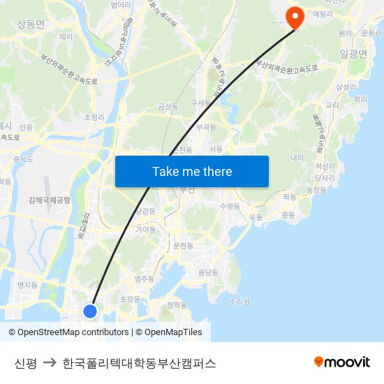 신평 to 한국폴리텍대학동부산캠퍼스 map
