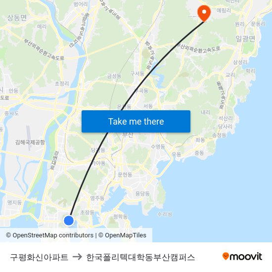 구평화신아파트 to 한국폴리텍대학동부산캠퍼스 map