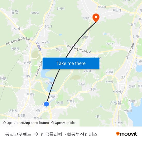 동일고무벨트 to 한국폴리텍대학동부산캠퍼스 map