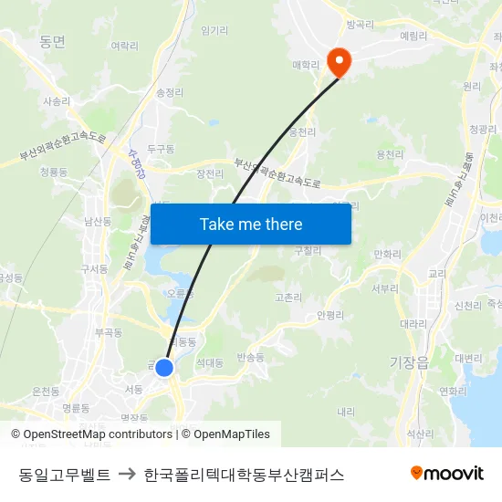 동일고무벨트 to 한국폴리텍대학동부산캠퍼스 map