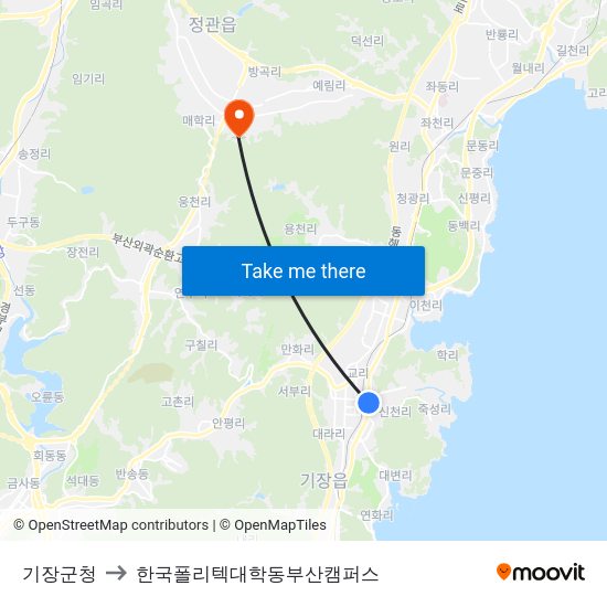 기장군청 to 한국폴리텍대학동부산캠퍼스 map