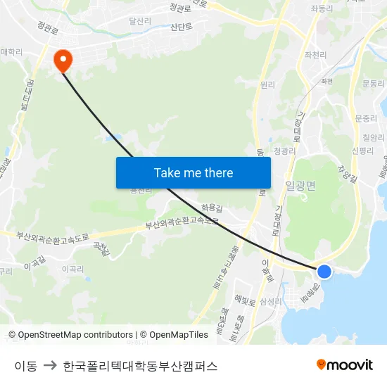 이동 to 한국폴리텍대학동부산캠퍼스 map