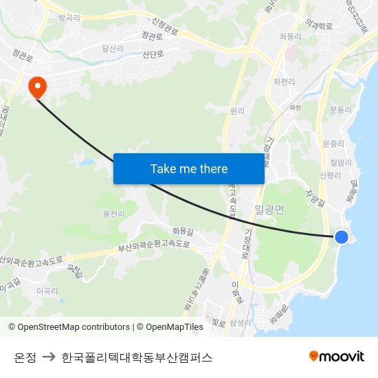 온정 to 한국폴리텍대학동부산캠퍼스 map