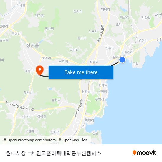 월내시장 to 한국폴리텍대학동부산캠퍼스 map