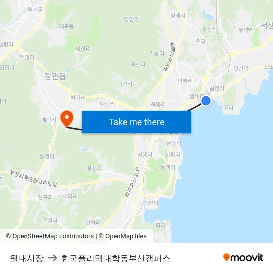 월내시장 to 한국폴리텍대학동부산캠퍼스 map