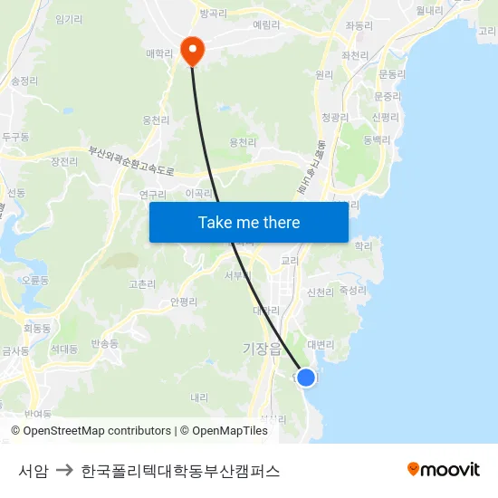 서암 to 한국폴리텍대학동부산캠퍼스 map