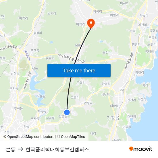 본동 to 한국폴리텍대학동부산캠퍼스 map