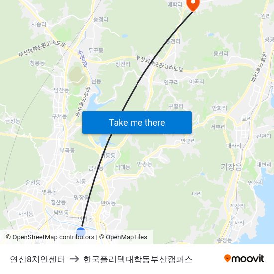 연산8치안센터 to 한국폴리텍대학동부산캠퍼스 map