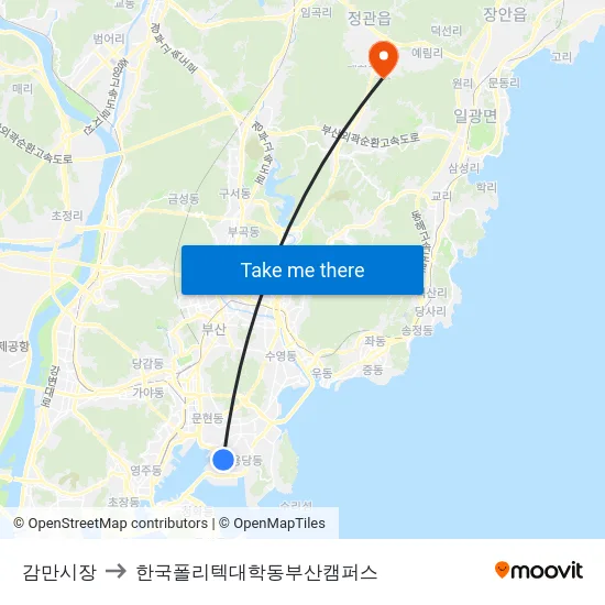감만시장 to 한국폴리텍대학동부산캠퍼스 map