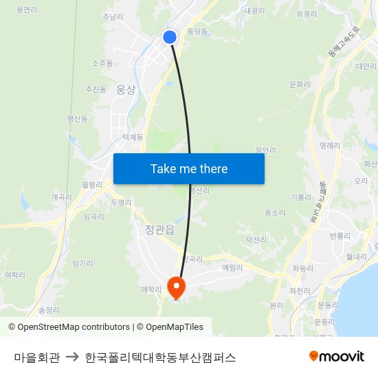 마을회관 to 한국폴리텍대학동부산캠퍼스 map