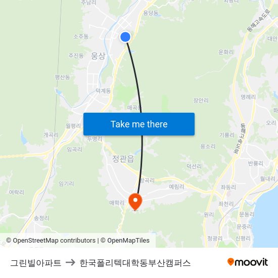 그린빌아파트 to 한국폴리텍대학동부산캠퍼스 map