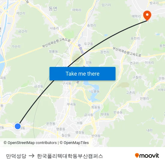 만덕성당 to 한국폴리텍대학동부산캠퍼스 map