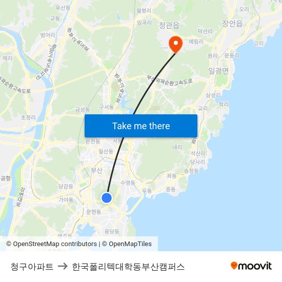 청구아파트 to 한국폴리텍대학동부산캠퍼스 map