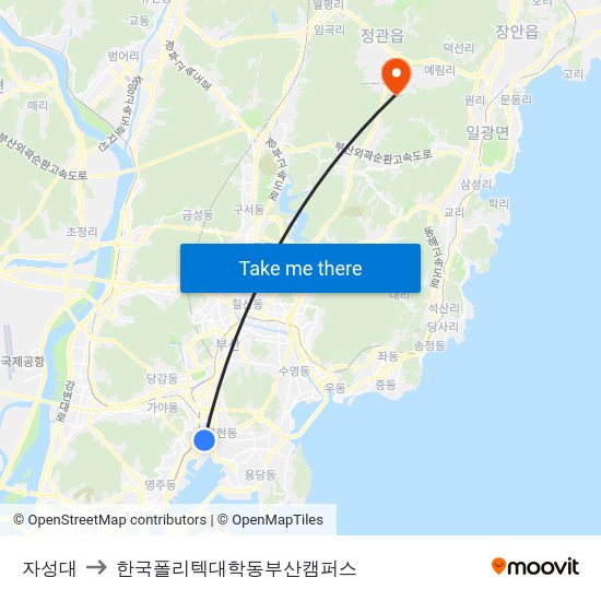 자성대 to 한국폴리텍대학동부산캠퍼스 map