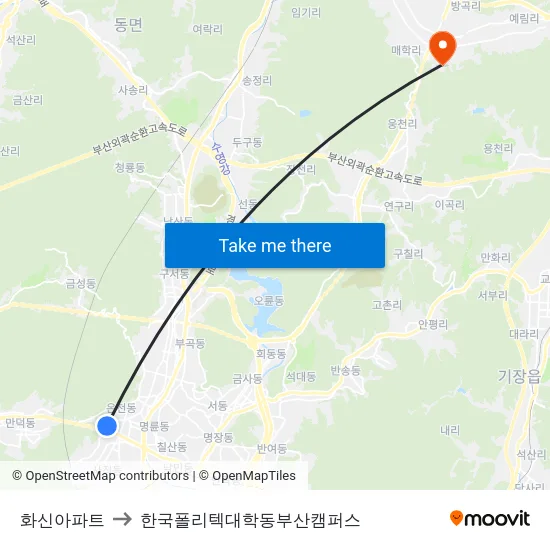 화신아파트 to 한국폴리텍대학동부산캠퍼스 map