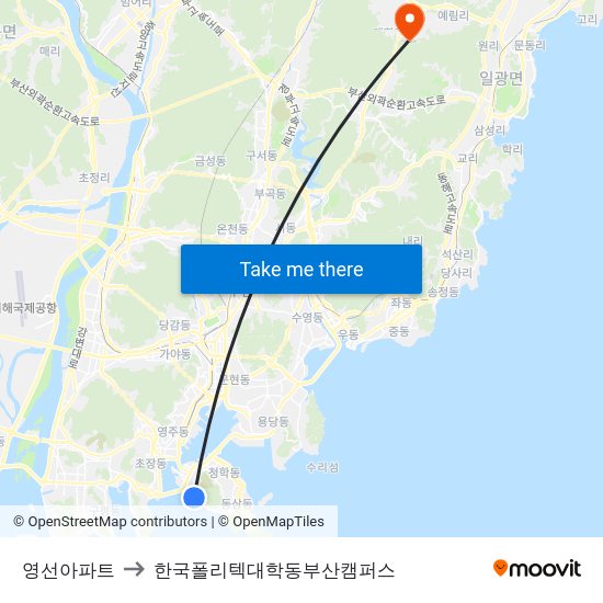 영선아파트 to 한국폴리텍대학동부산캠퍼스 map