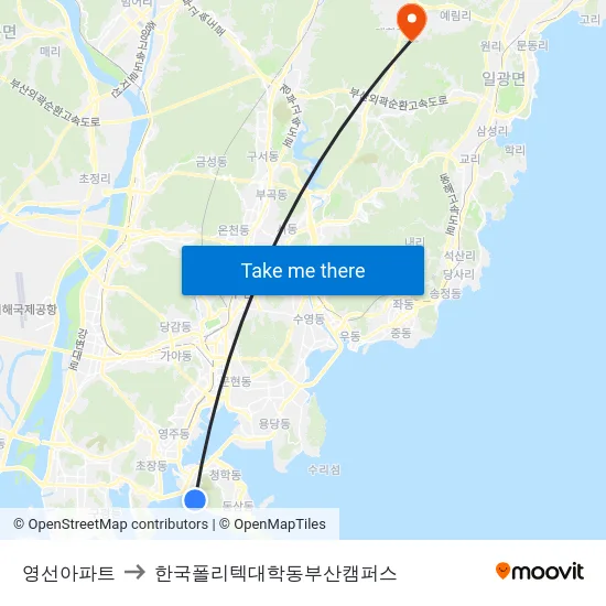 영선아파트 to 한국폴리텍대학동부산캠퍼스 map
