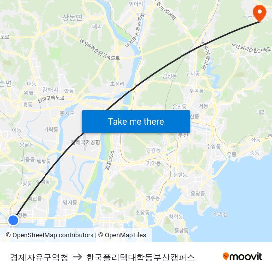 경제자유구역청 to 한국폴리텍대학동부산캠퍼스 map