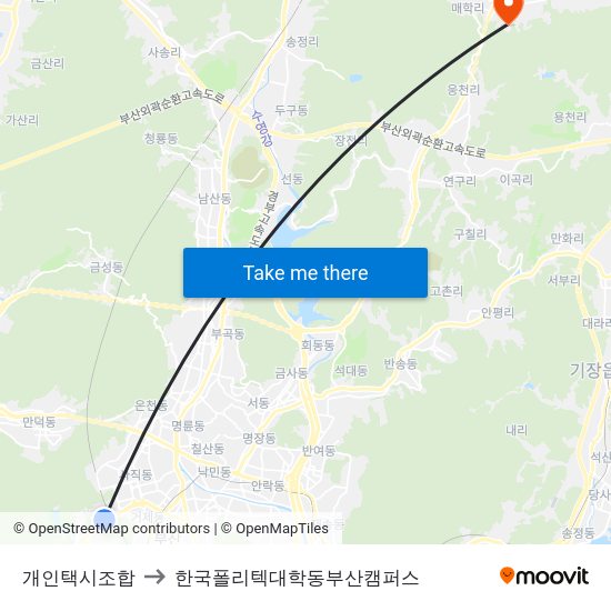 개인택시조합 to 한국폴리텍대학동부산캠퍼스 map