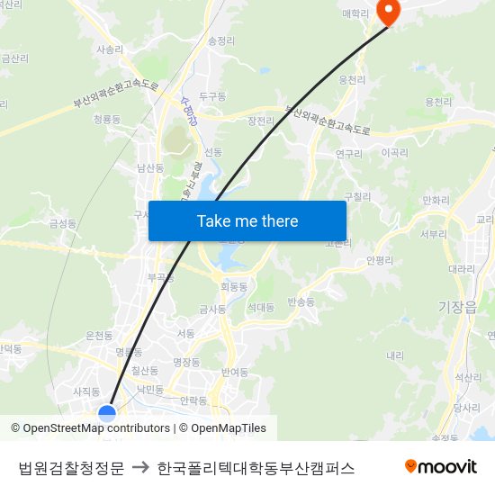 법원검찰청정문 to 한국폴리텍대학동부산캠퍼스 map