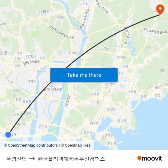 풍영산업 to 한국폴리텍대학동부산캠퍼스 map
