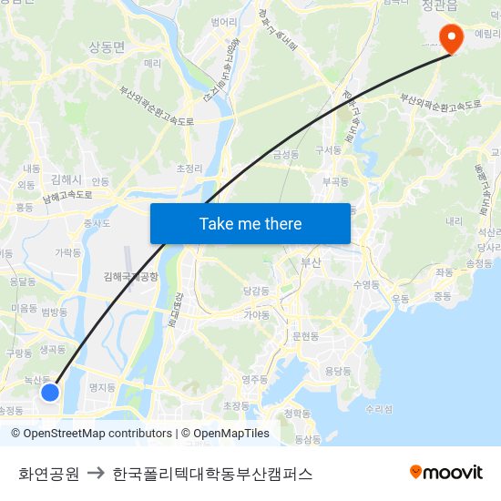 화연공원 to 한국폴리텍대학동부산캠퍼스 map