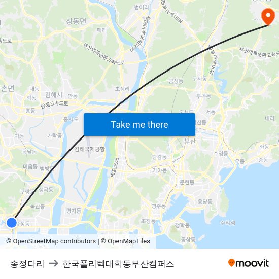 송정다리 to 한국폴리텍대학동부산캠퍼스 map