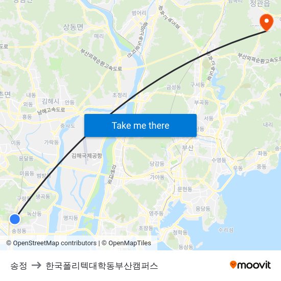 송정 to 한국폴리텍대학동부산캠퍼스 map