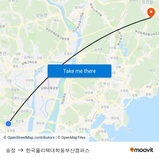 송정 to 한국폴리텍대학동부산캠퍼스 map