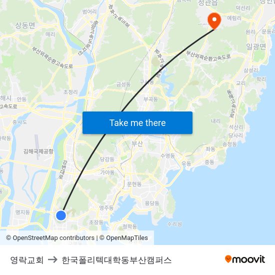 영락교회 to 한국폴리텍대학동부산캠퍼스 map