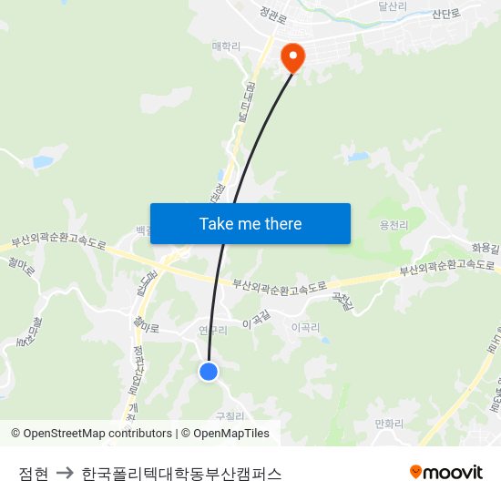 점현 to 한국폴리텍대학동부산캠퍼스 map