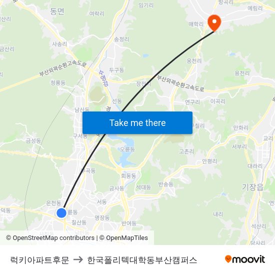 럭키아파트후문 to 한국폴리텍대학동부산캠퍼스 map