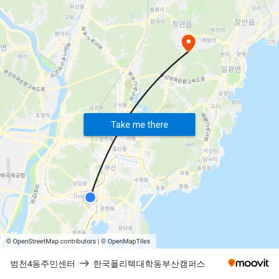 범천4동주민센터 to 한국폴리텍대학동부산캠퍼스 map
