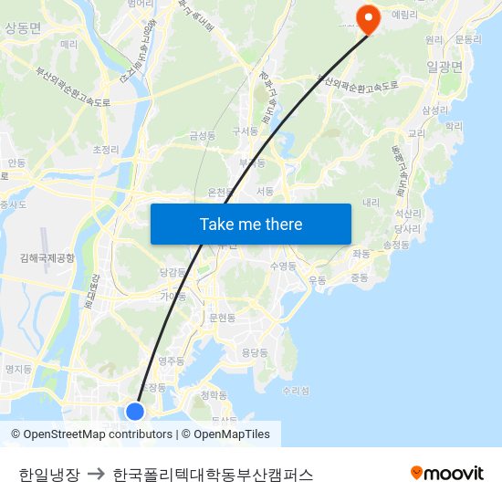 한일냉장 to 한국폴리텍대학동부산캠퍼스 map