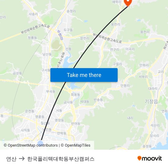 연산 to 한국폴리텍대학동부산캠퍼스 map