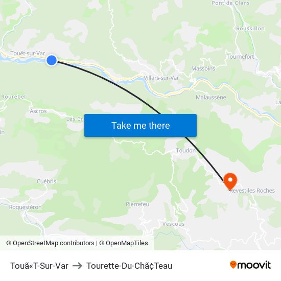 Touã«T-Sur-Var to Tourette-Du-Chã¢Teau map