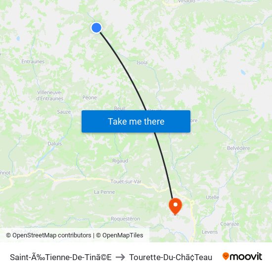 Saint-Ã‰Tienne-De-Tinã©E to Tourette-Du-Chã¢Teau map