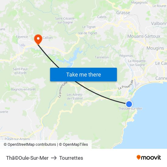Thã©Oule-Sur-Mer to Tourrettes map
