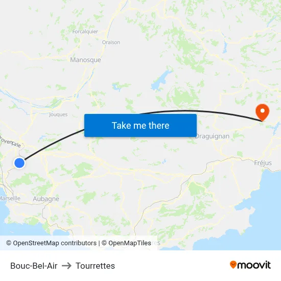 Bouc-Bel-Air to Tourrettes map