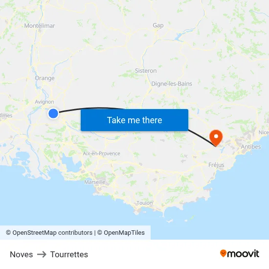 Noves to Tourrettes map