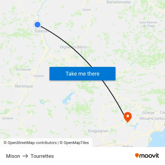 Mison to Tourrettes map