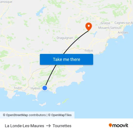 La Londe-Les-Maures to Tourrettes map