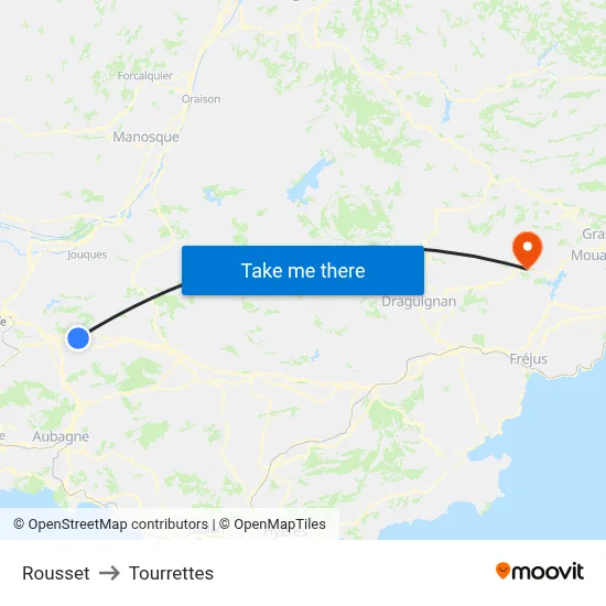 Rousset to Tourrettes map