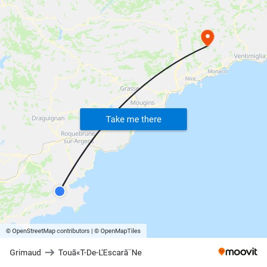 Grimaud to Touã«T-De-L'Escarã¨Ne map