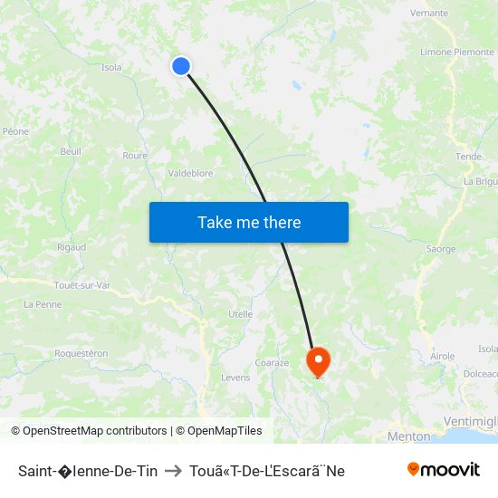 Saint-�Ienne-De-Tin to Touã«T-De-L'Escarã¨Ne map
